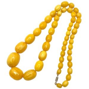 29” Vtg Bakelite Art Deco Butterscotch Egg Yolk Graduated Necklace 100.3 Grams